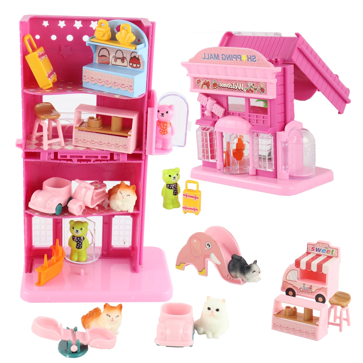 Doen Alsof Speelgoed Schattige Kat Huisdier Familie Speelgoed Mini Mode Kat Hond Supermarkt Spelen Huis Speelgoed Kat Pop Set Kerst Decoratie Nieuw