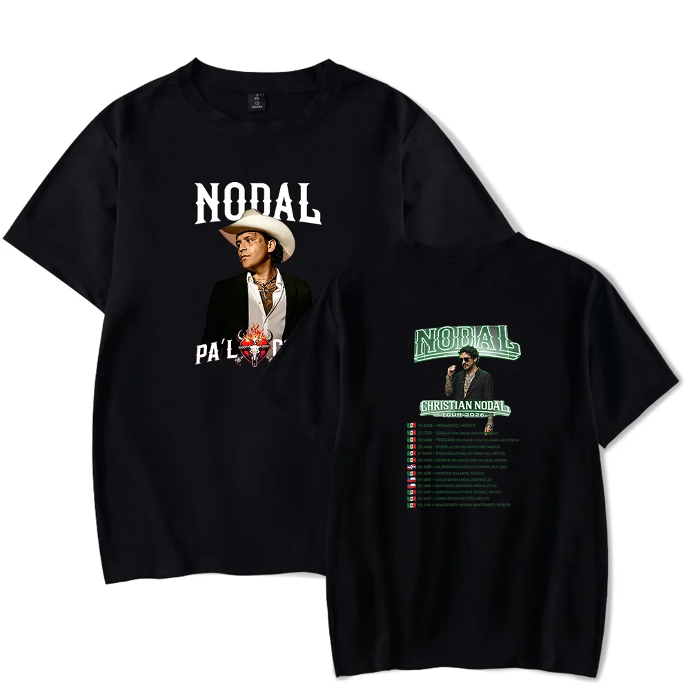 Camiseta de manga corta con cuello redondo Christian Nodal 2026 Tour Merch para hombre y mujer, informal