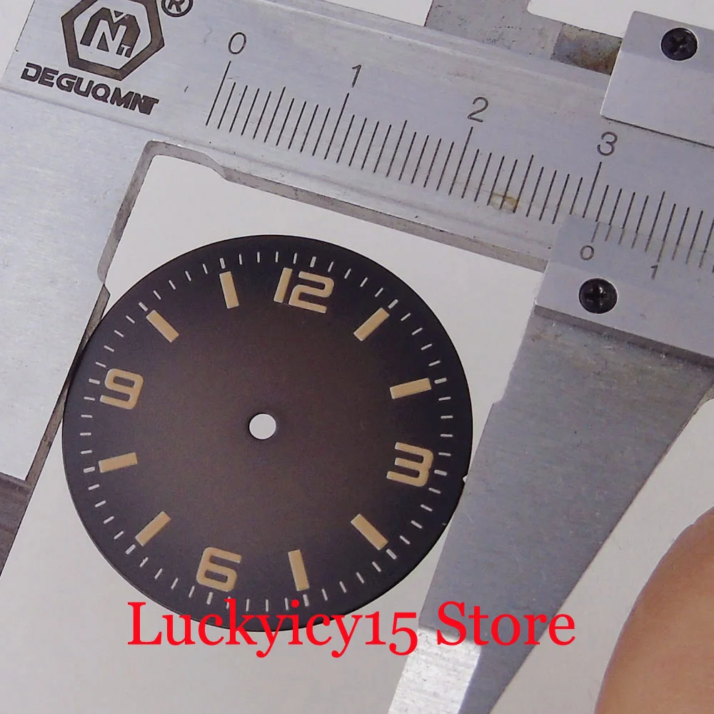 Accessory Replace 31mm Sterile Black Brown Watch Dial With Printing orange nails Hand Luminous Fit NH35A NH36 SKX ETA2824 PT5000