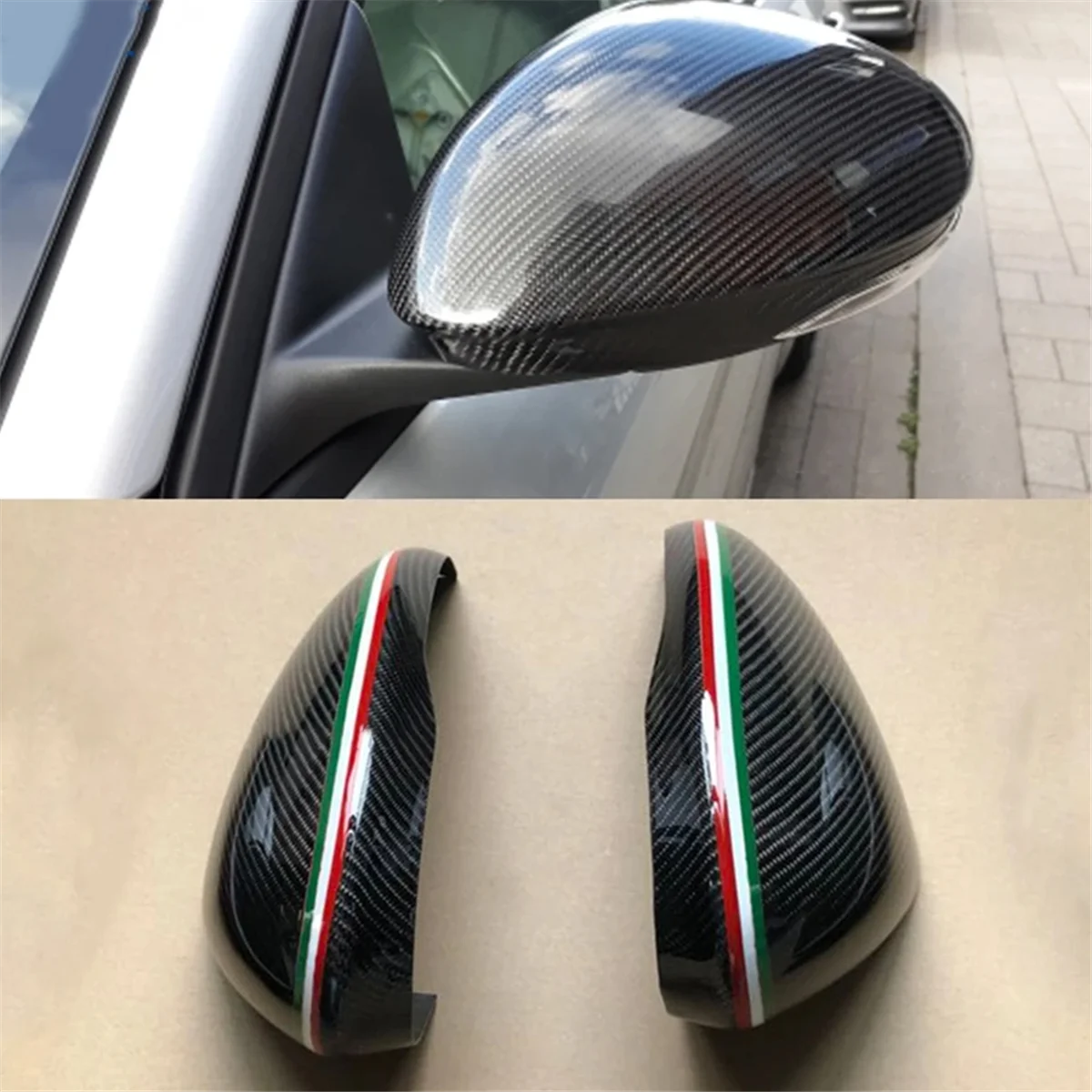 Car Side Rearview Mirror Housing Cap Carbon Fiber Rearview Mirror Cover for Stelvio 2017 2018 2019 2020 A