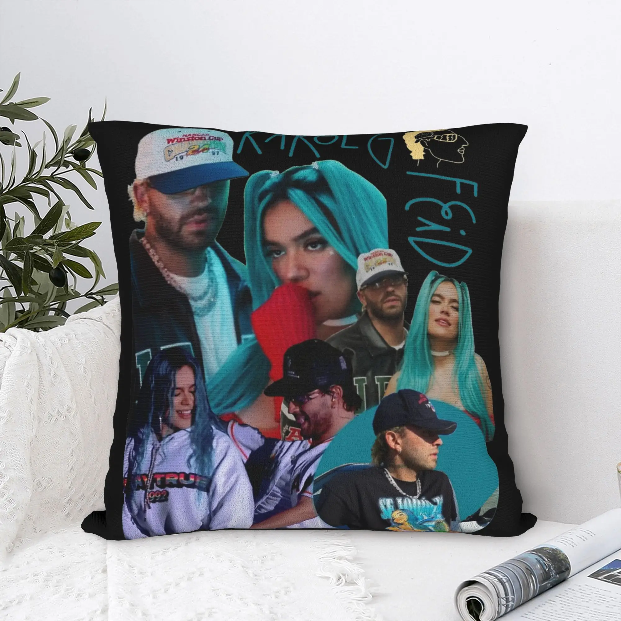 Feid Ferxxo KAROL G Pillowcase Printing Polyester Cushion Cover Gift  Pillow Case Cover Bedroom Zipper 18''