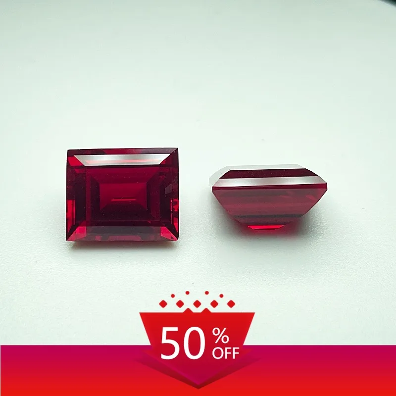 

A- Lab Grown Ruby Rectangular Cut Pigeon Blood Red Color DIY Charms Jewelry Making Main Materials Selectable AGL Certificate