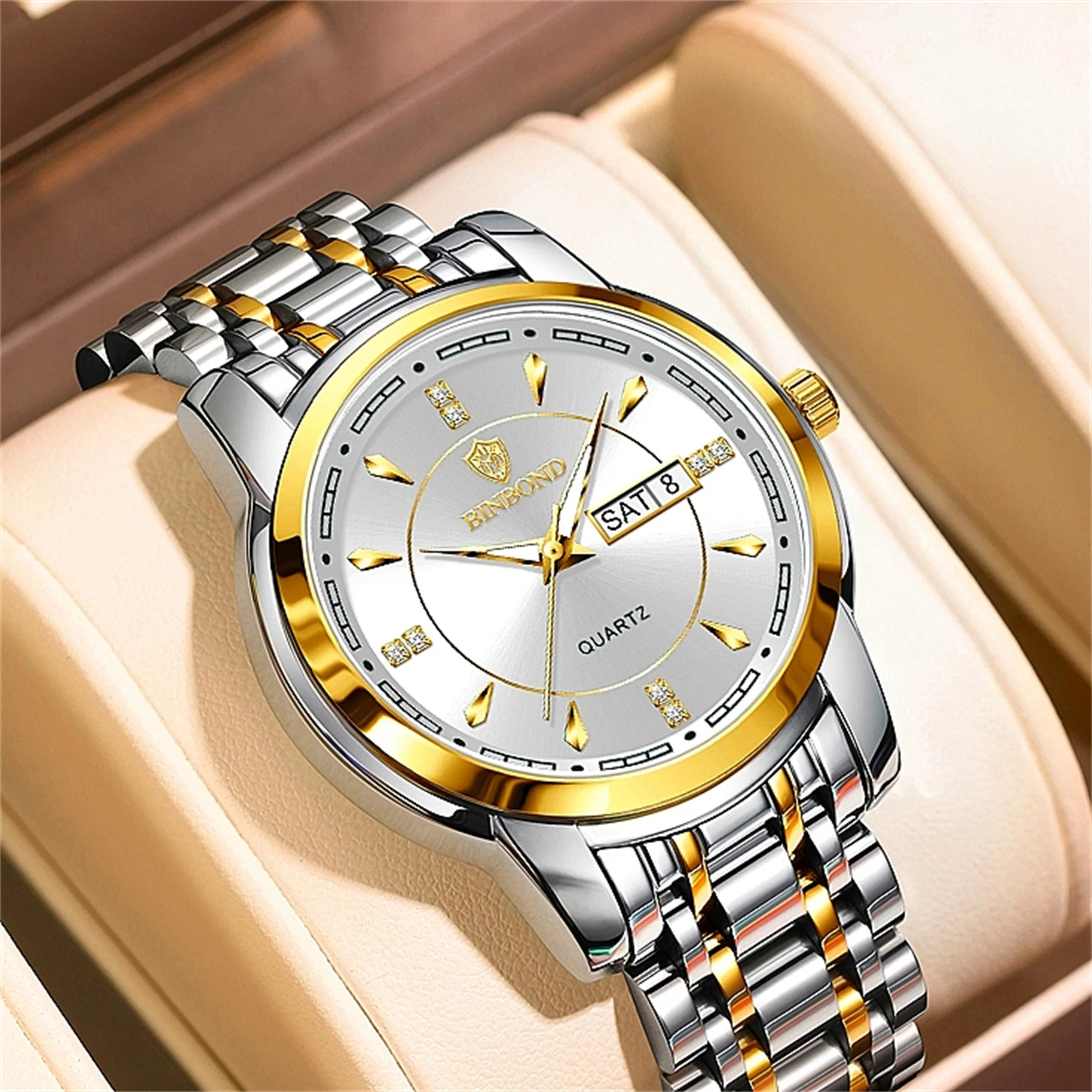 

Trend Brand Luxury Men Watches High Quality Stainless Steel Man Business Quartz Wristwatches Week Date Reloj Hombre 8879