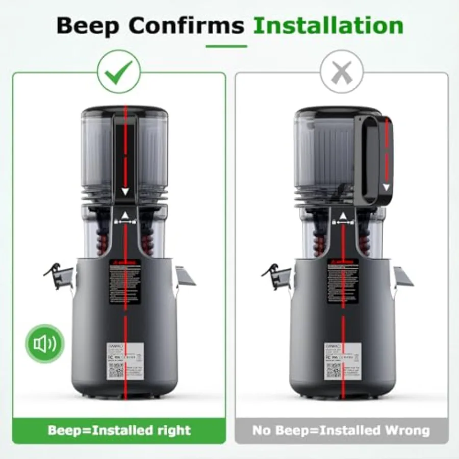 5.1インチの幅広投入口を備えたコールドプレスジューサーマシンは、果物や野菜を効率的に処理するための低速咀嚼機です。