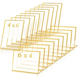 Gold Frame Acrylic Sign Holder Wedding Table Number Holders Clear Menu Picture Document Brochure Stands Photo Office Display