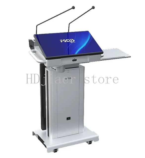 School Interactive Smart Lectern Built-in 32 Inch Display and Mic, Digital Electronic Teaching Podium for Classroom Use