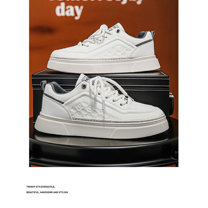 Zapatillas de skate blancas de plataforma gruesa con aumento de altura, estilo americano y coreano, calzado casual de streetwear Y2K para hombre, otoño 2026