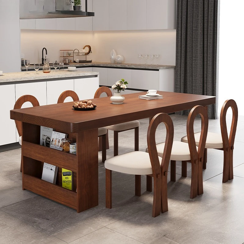 Dual-purpose small apartment solid wood strip table household dining table reading and writing table