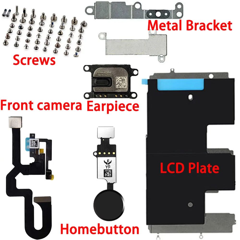 Full Set Lcd Parts Replacement For iPhone 7 8 Plus Front Camera Home Button Flex Cable Ear Speaker With Screw Bracket