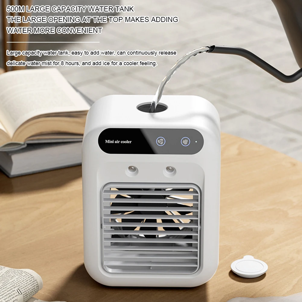 Mini Desktop Air-Conditioner Fan Portable With 500ml Water Tank Low Noise Strong Winds Humidifier Cooler Fan For Home Office