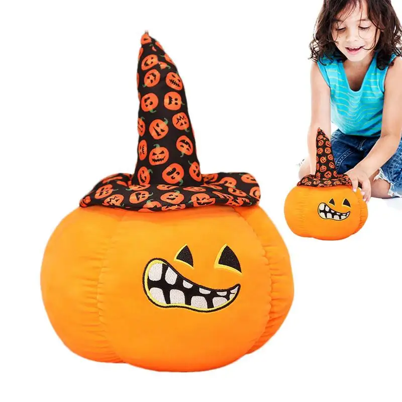 Halloween Pumpkin Plush Doll Horror Wizard Hat Pumpkin Plush Pillow Soft Stuffed Toys Kids Birthday Gifts Holiday Decorations