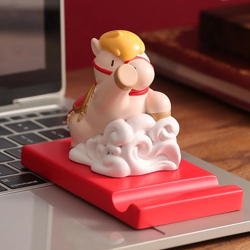 

Mascot Zodiac Horse Phone Stand Ornament Chinese Style Festival Decorative 2026 Horse Ornaments Holder Cartoon Animal Statue