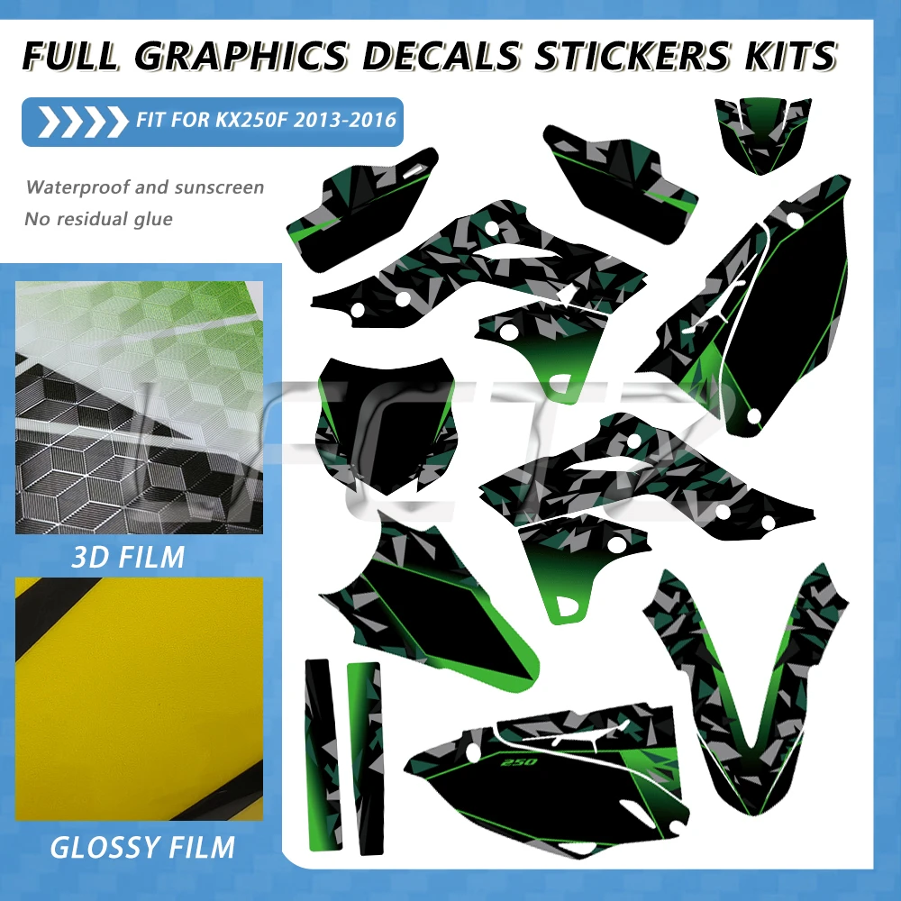 Personalized Graphics Decals Stickers Motorcycle Background Fit for Kawasaki KX250F KX 250F KXF250 2013 2014 2015 2016 KXF 250