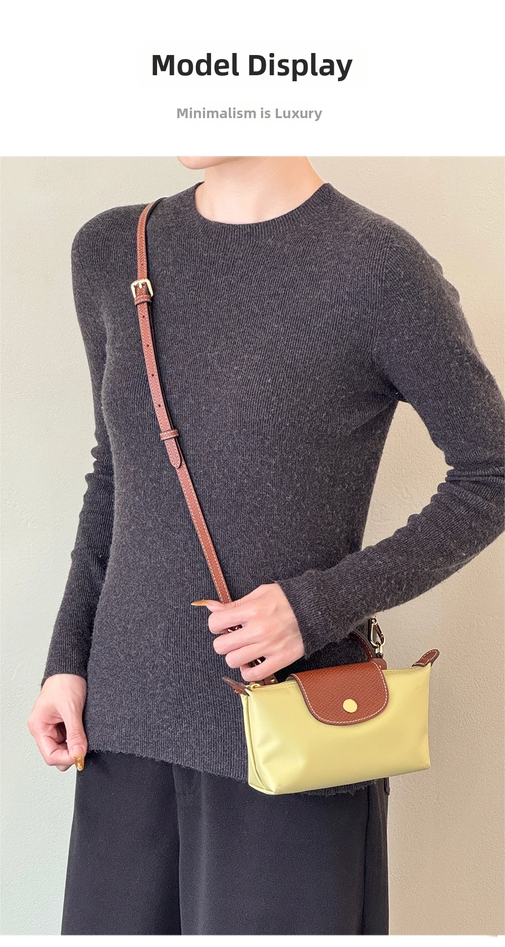 2026 New Leather Bag Strap For Longchamp Mini Lime Durable Fashion Without Punching Modification Bag Accessories