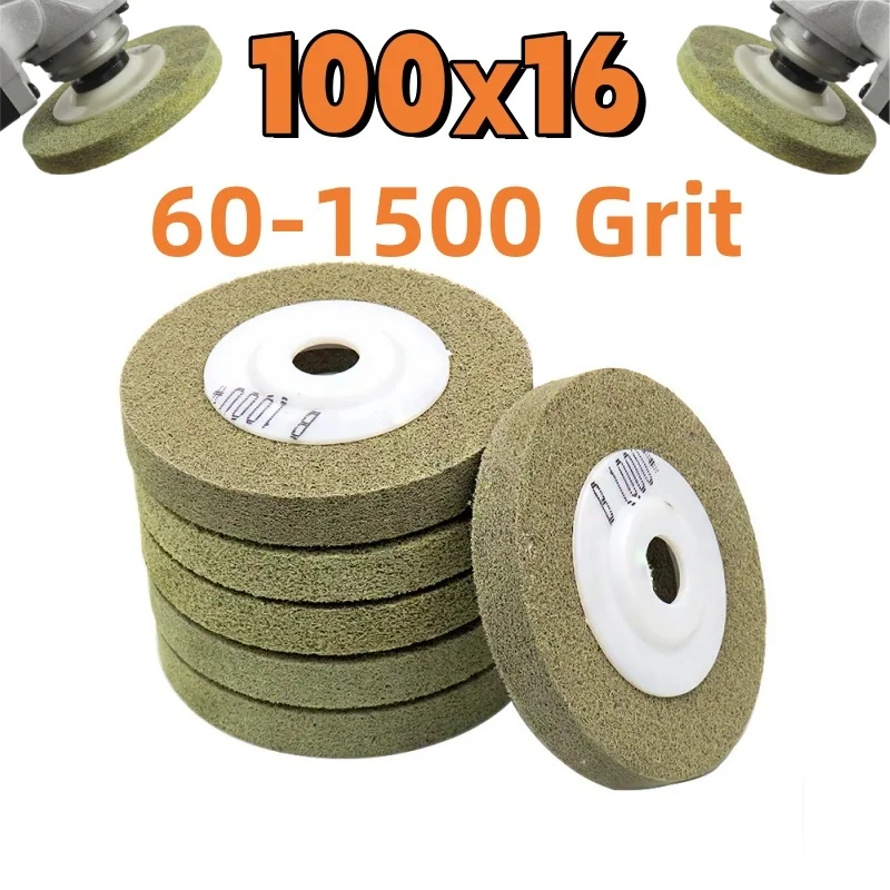 1/2/5pcs Grinding Polishing Wheel 100x16 Nylon Fiber Polishing Wheel Abrasive Sanding Disc Ceramics Marble Angle Grinder