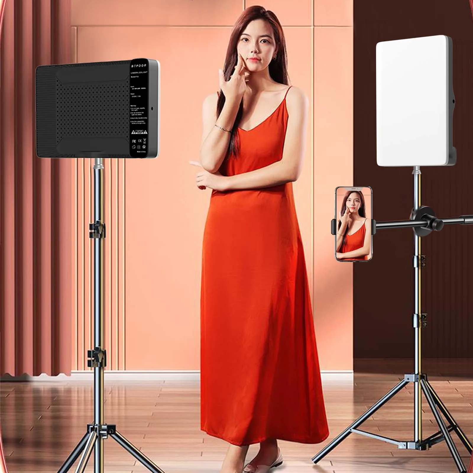 Photo Studio LED 3000k-6500k Video Fill Lamp Light Panel Photography Lighting With Tripod Stand Long Arm EU Plug For Live Stream