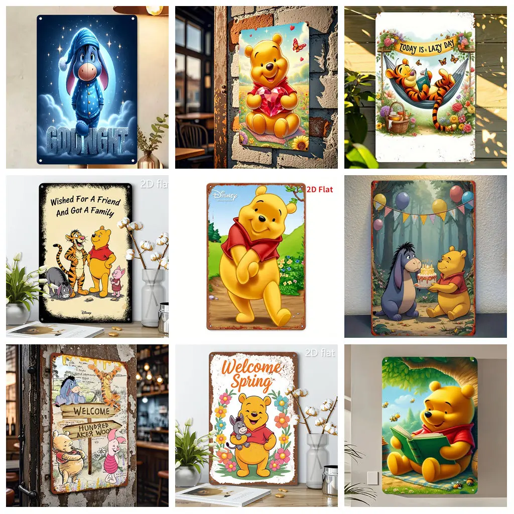 

Miniso Disney Winnie the Pooh Bar Metal Sign, Retro Plaque, Sign, Alcohol Drinker, Pub, Club, Man Cave, Kitchen Wall Decoration