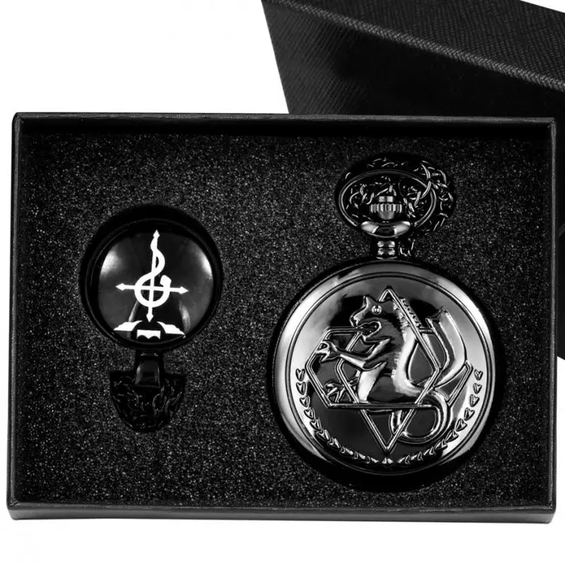 

High Graded Edward Elric Anime Pocket Watch Gifts Set Tone Fullmetal Alchemist Pendant Necklace Chain Cosplay Best Gift for Fans