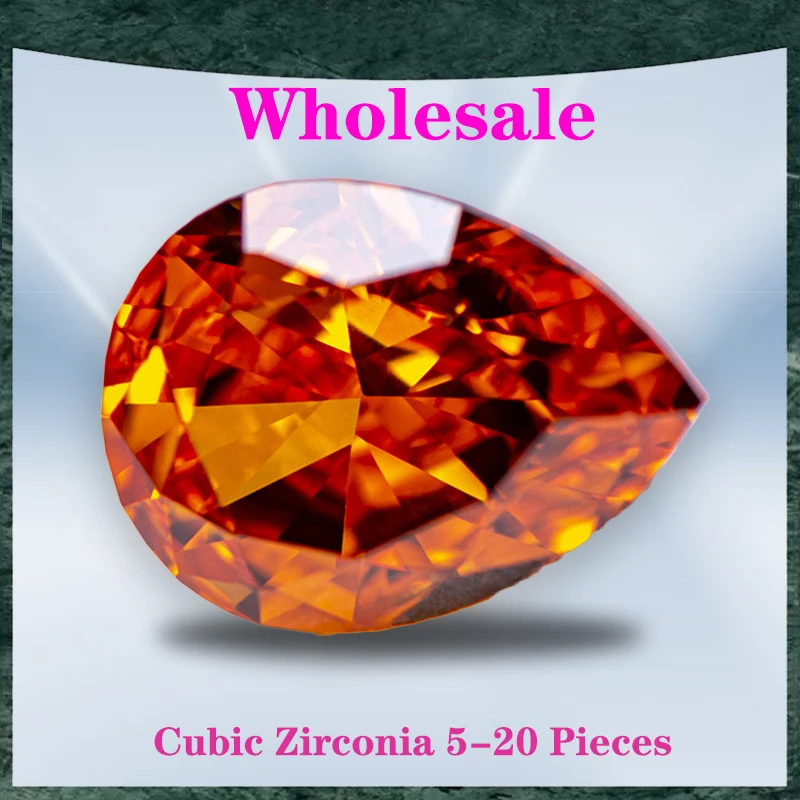 

Cubic Zirconia Wholesale No Certificate Crushed Ice Cut Pear Shape Orange Color Charms Beads for Top Jewelry Making Materials