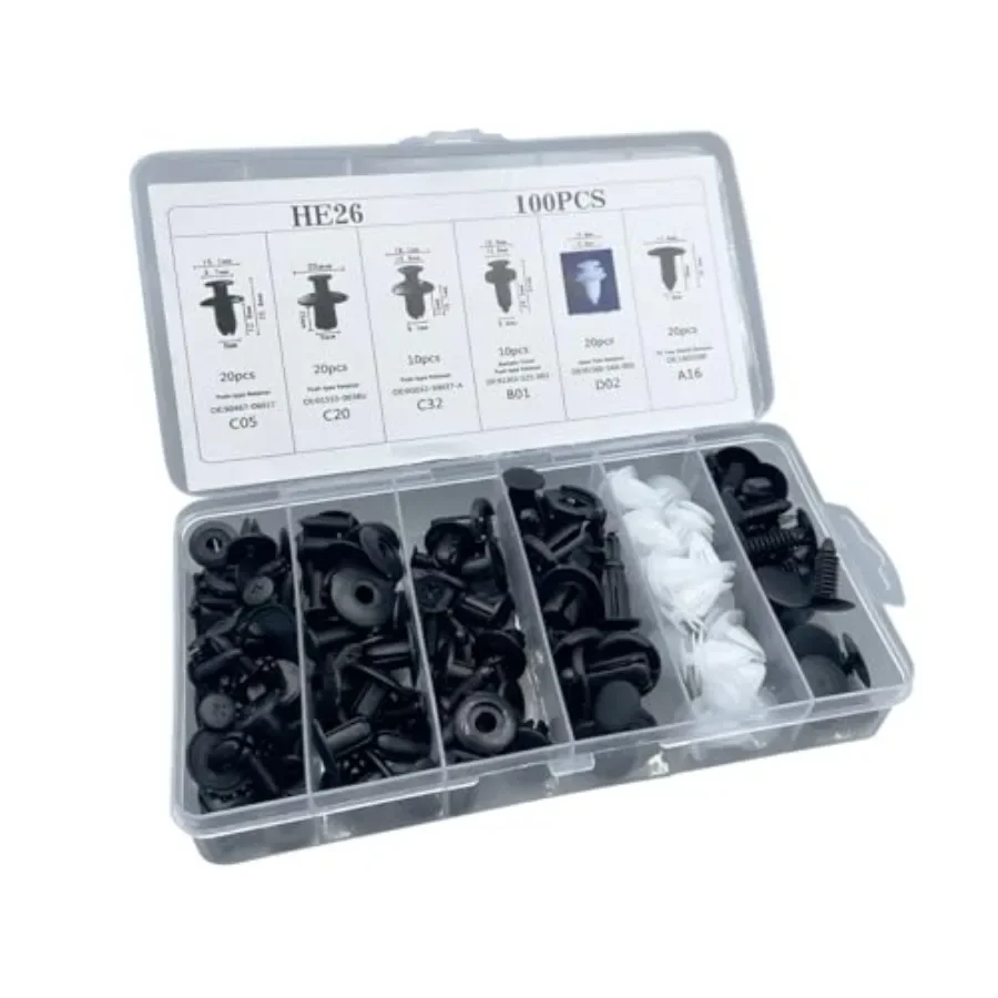 

100PCS Plastic Car Body Trim Clips Universal Car Bumper Clips Rivets Fasteners Push Retainer Kit Auto Push Pin Rivets Set with
