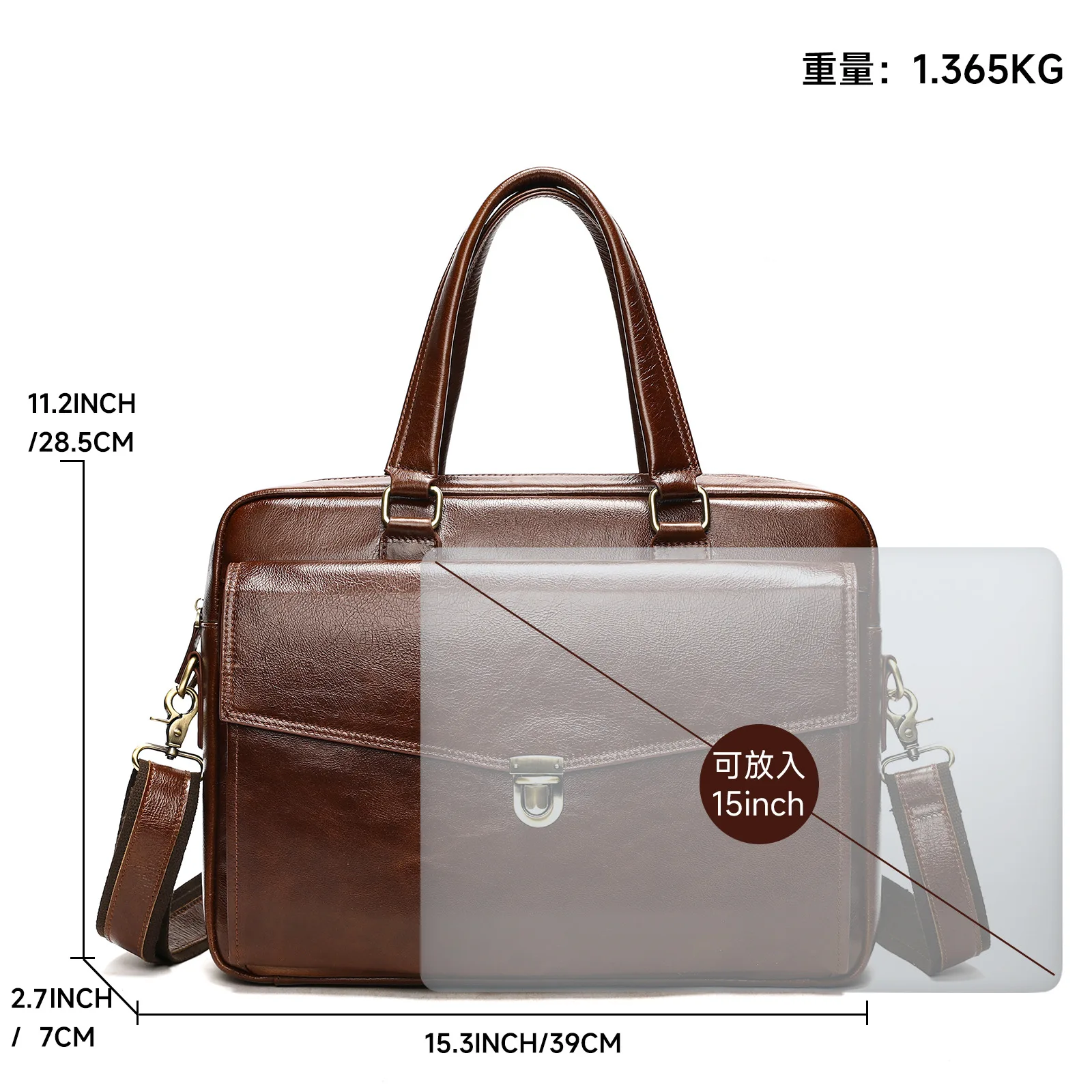 Genuine Leather Briefcase for Men Top Grain Cowhide Handbag Travel Large Capacity Leather Business Bag Laptop Bag