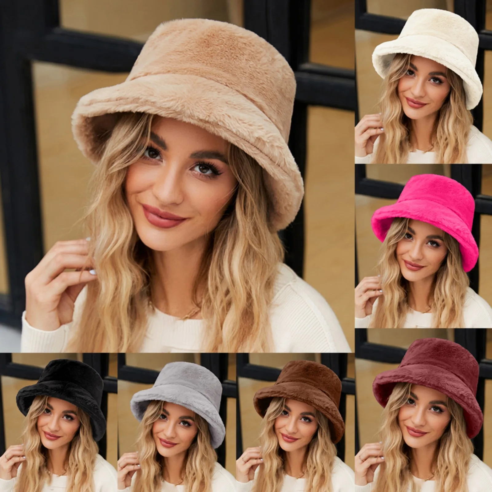 Fuzzy Bucket Hat For Women Faux Superficial Knowledge Bucket Hat Fluffy Warm Soft Winter Fisherman Cap Furry Sun Hat