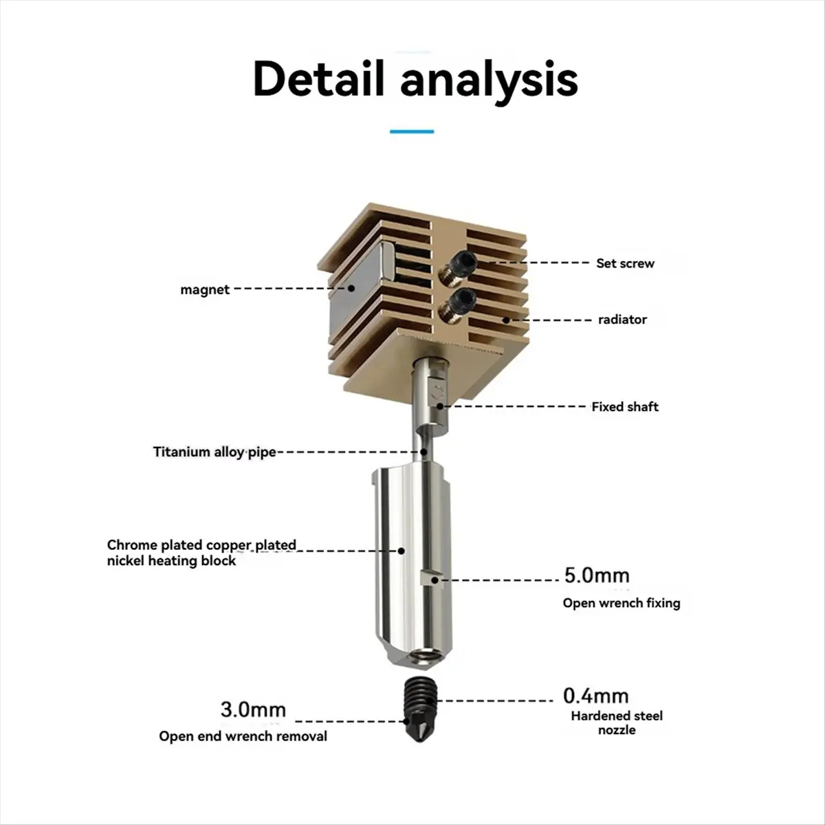 (DT37) Upgraded Hotend Kit for Bambu Lab A1/A1 Mini Hardened Steel Nozzle, Brass Heat Sink, Enhanced 3D Printer Performance