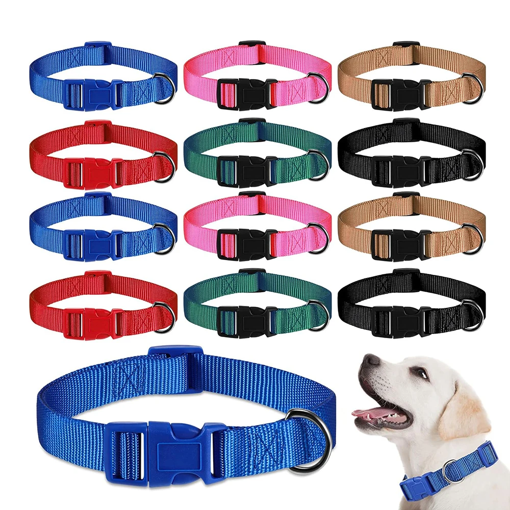 Adjustable Nylon Dog Collar Durable Basic Dog Collar for Small Large Dogs French Bulldog Safety Walking Training Pet Supplies