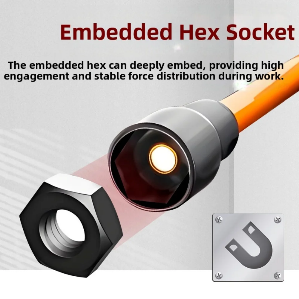 

Магнитная шестигранная головка из хром-ванадиевой стали для пневматических дрелей, глубокого захвата, для обслуживания, со встроенным шестигранником для дрелей