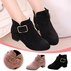 Kids Children Girls High-Heel Princess Boots Christmas Shoes Fashion Buckle Decor Warm Comfortable Snow Ankle Boots Shoes