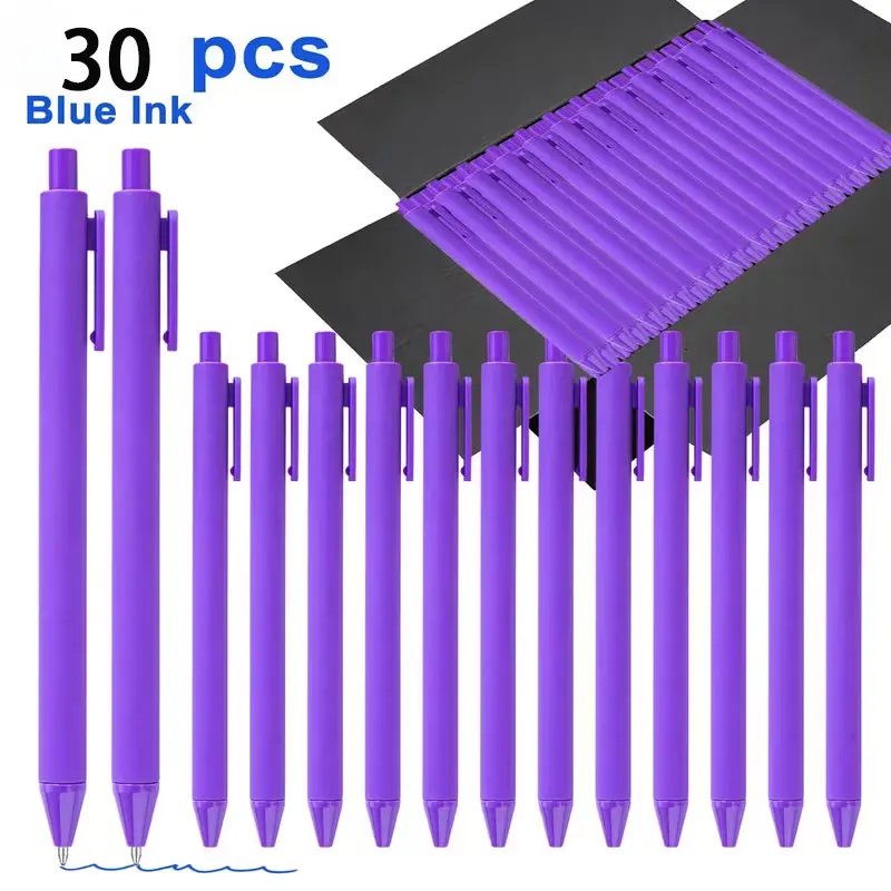 30-Pack Retractable Ballpoint Pens, Blue Ink, Comfortable Grip, Smooth Writing, Bulk Retractable Pens, with Black Box, Office and School Supplies, Suitable for Students, Teachers, Business Notes, Diaries, Classroom Gifts