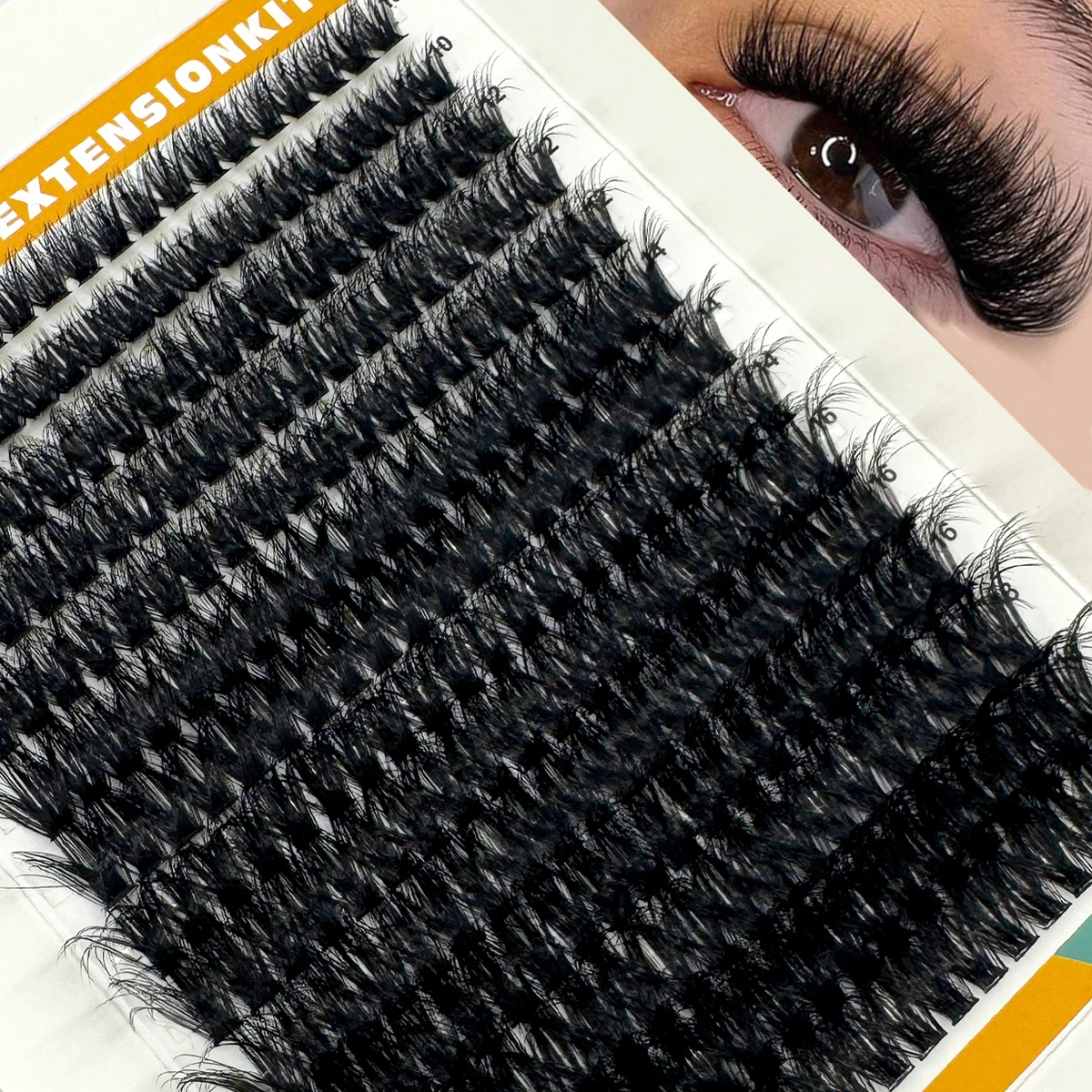 14 Reihen 5D Flauschige Wimpern-Cluster 8-16mm Mix-Tray Wispy Einzelwimpernverlängerungen DIY Nerz-Kunstwimpern Make-up
