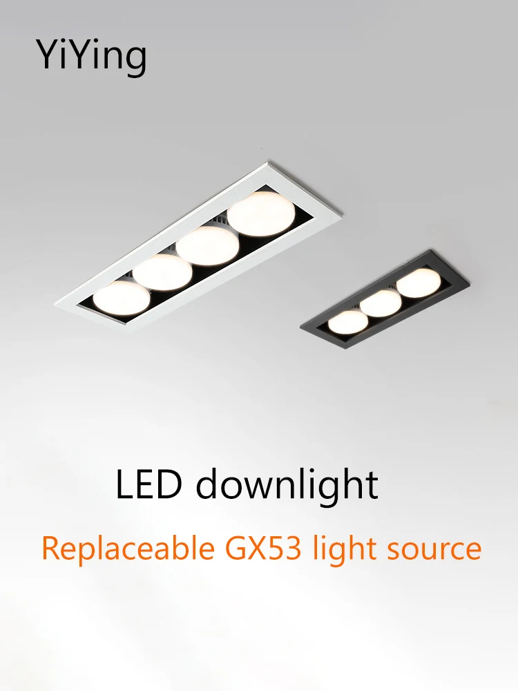 

YiYing Led Downlight Recessed Square GX53 Bulb Spotlights Aluminum 3x7W 4x7W Ceiling Long Grille Light Foco For Living Room Shop