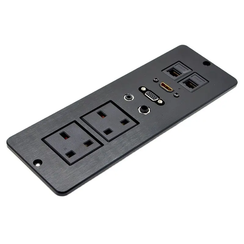 LP810 New Multifunctional Desktop Socket Furniture Socket 3.5 Audio VGA Network Interface Black Silver 2 Color Selection