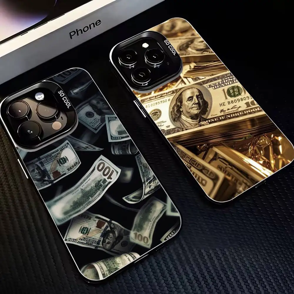 

Graffiti Dollar Banknote Phone Case For iPhone17,16,15,14,13,12,11 Plus,Pro Max Black Matte Shockproof Cover