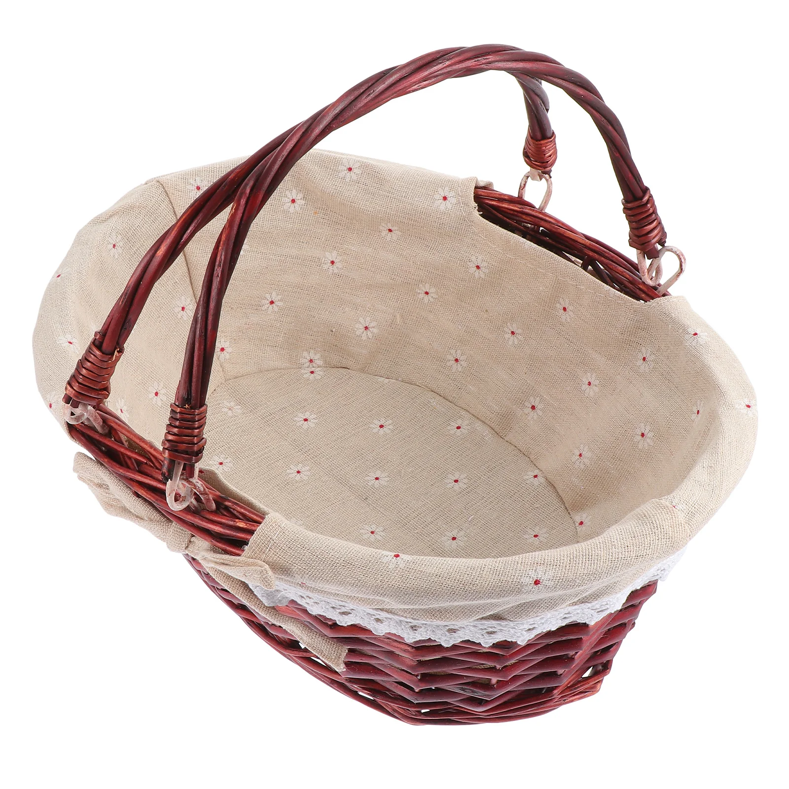 

1Pcs Hand-Made Wicker Storage Basket Premium Fruit Vegetable Tote Portable Picnic Decor Multipurpose Organizer with Handles
