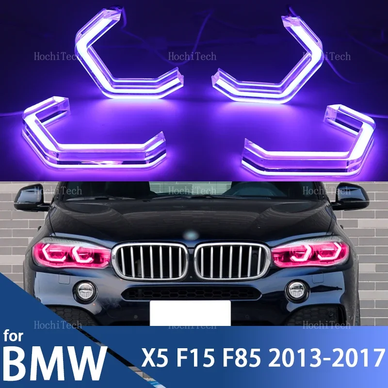 

Автомобильный Стайлинг, разноцветные светодиодные кольца RGB с приложением M4, стильный светильник для BMW X5 F15 F85 2014-2018 sDrive35i 50i xDrive25d 30d 40d