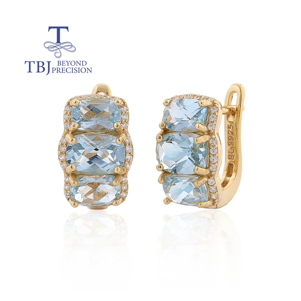 

925 Sterling Silver Earrings with Natural Sky Blue Topaz November Birthstone Women's Fine Jewelry for Anniversary Wear
