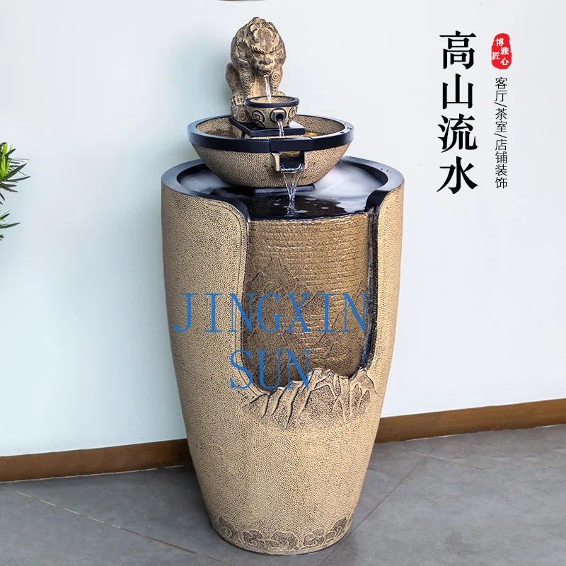 big golden toad flowing water ornament floor-to-ceiling circulating water fountain entrance living room decoration tea room
