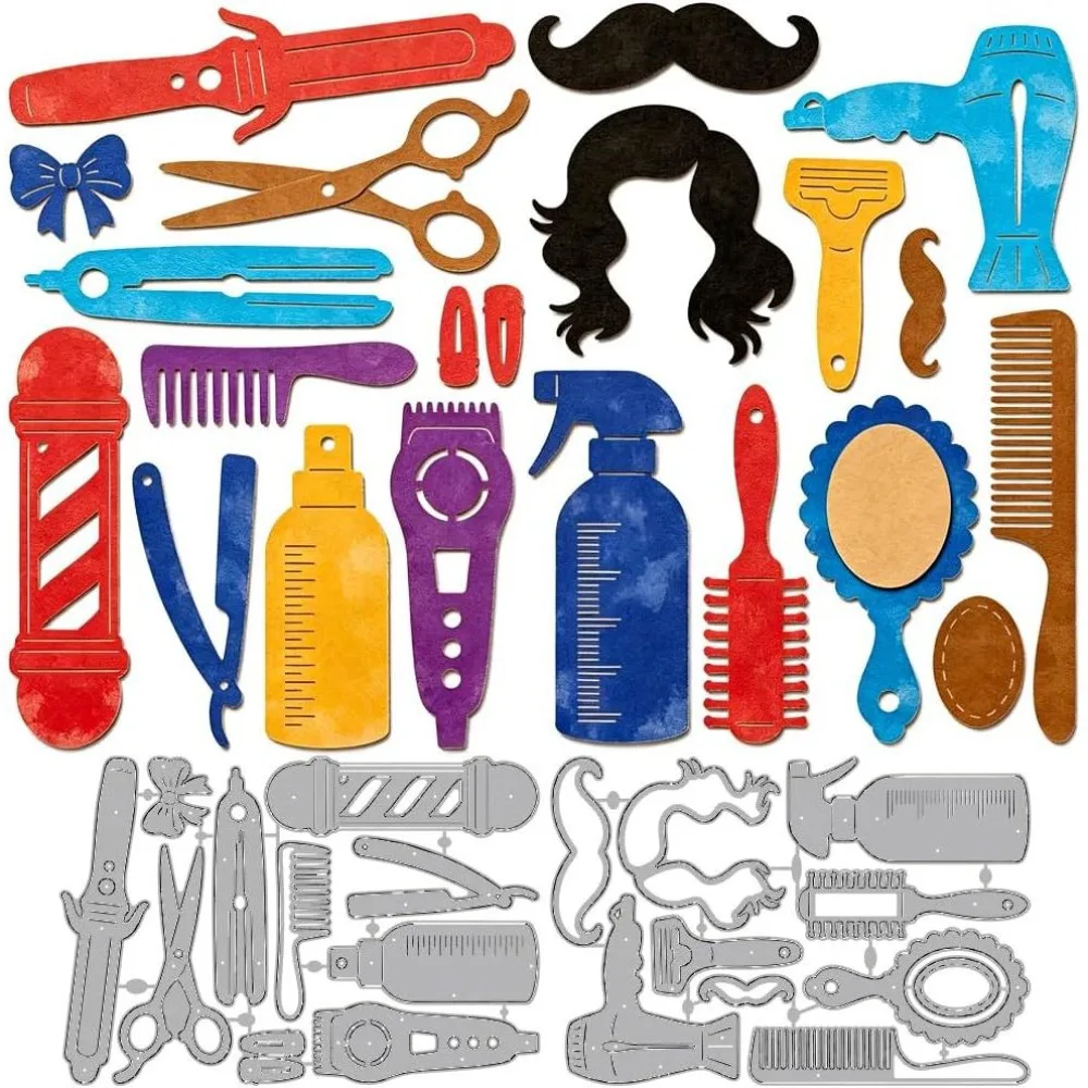 Barber Tools Metal Die Cuts Hairstylist Cutting Dies Hair Dryer Embossing Template Electric Hair Clipper Carbon Steel Cutting