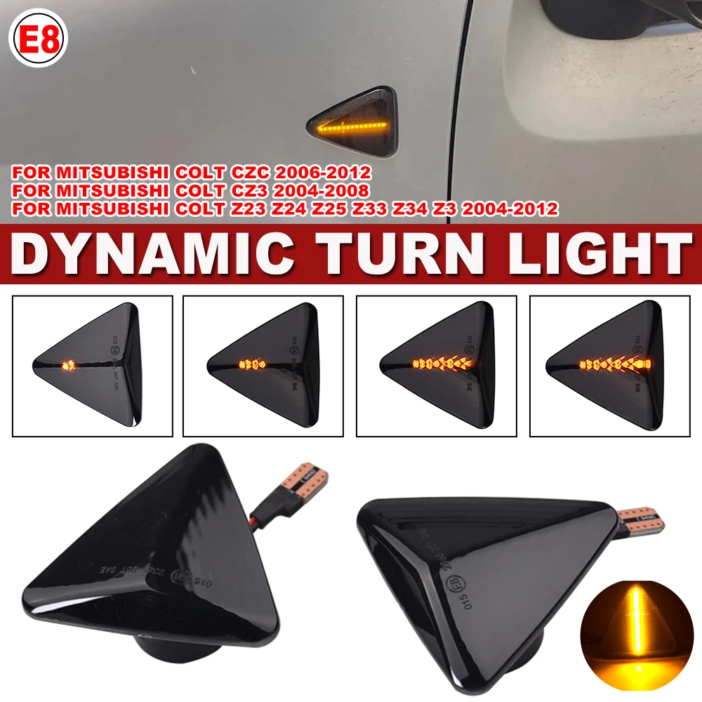 2PCS Dynamic Sequential LED Side Marker Light Turn Signal Lamp For Mitsubishi Colt CZC CZ3 Z23 Z24 Z25 Z33 Z34 Z3 2004-2012