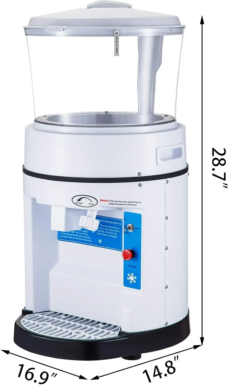 110V Commercial Ice Shaver Crusher 1100LBS/H with 17.6 LBS Hopper, 350W Tabletop Electric Snow Cone Maker 320 RPM Rotate Speed P