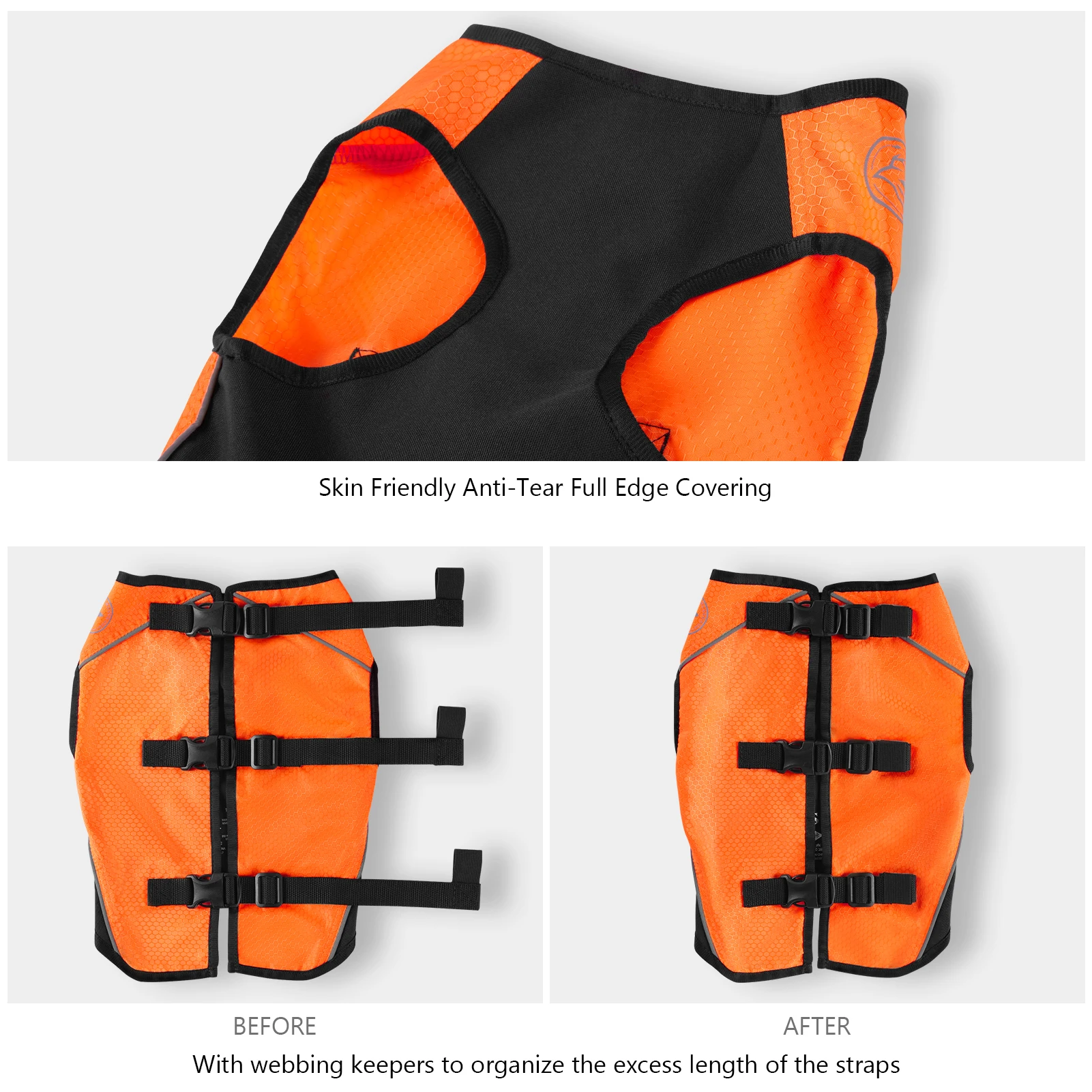 BASSDASH Dog Safety Vest Lightweight Water Resistant Chest Protection Blaze Orange Reflective High Visibility for Hunting