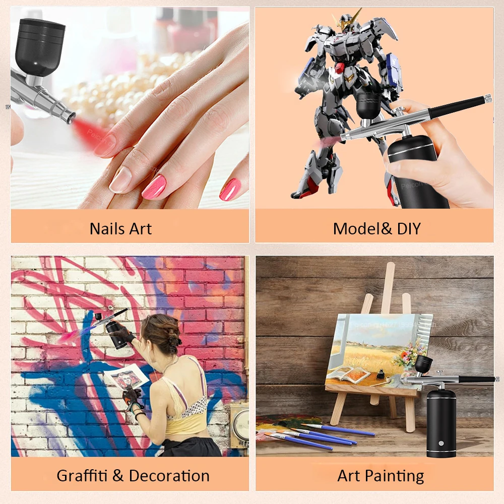 Аэрограф с компрессором, мини-пистолет-распылитель для рисования, моделирования, ремесел, беспроводной распылитель краски, набор для рисования аэрографом с компрессором
