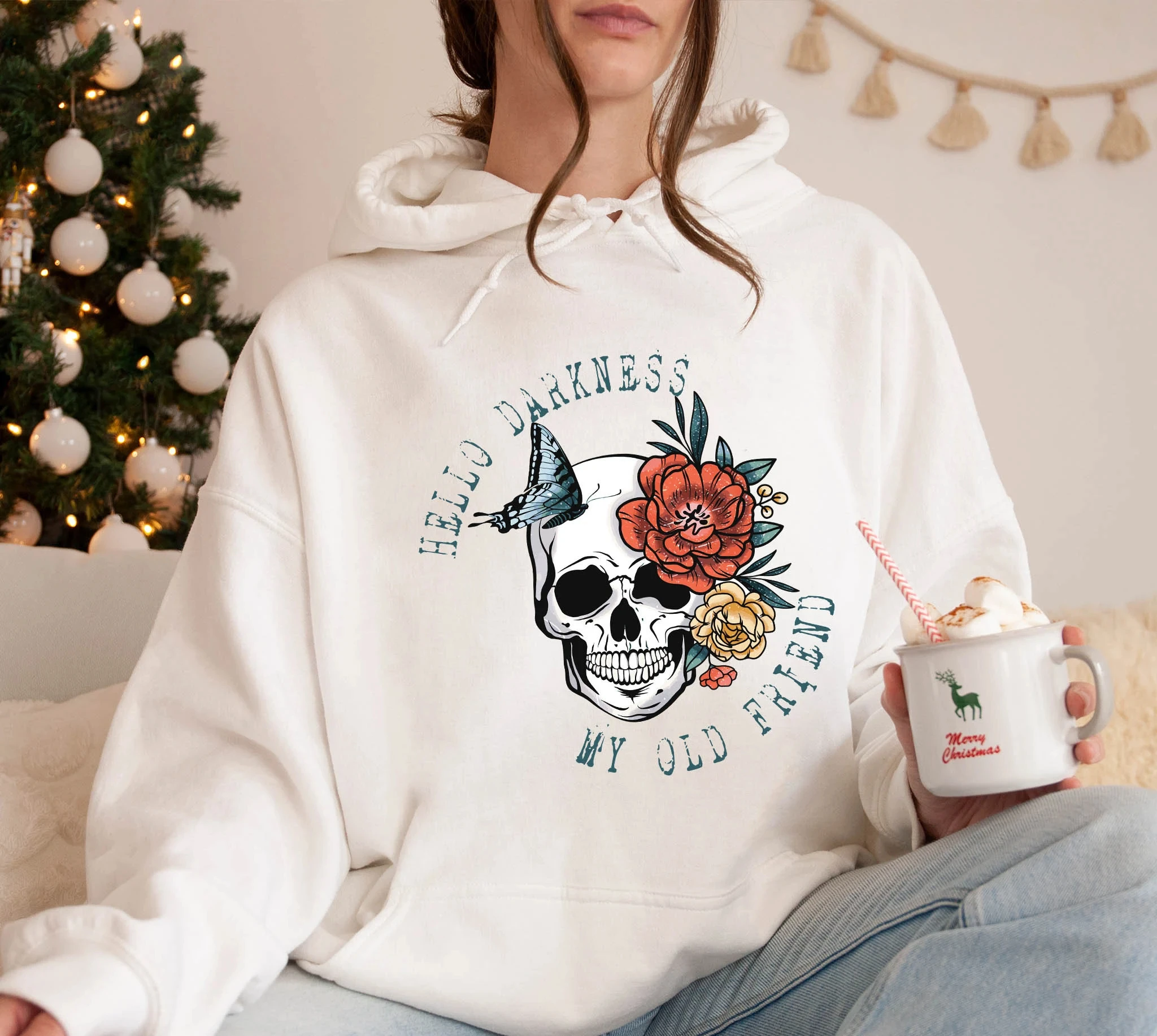 

Hello Darkness My Old Friend Hoodie Sweatshirt Women Long Sleeve Sweatshirt Pullover Tops Fashion Casual Autumn Winter Clothing