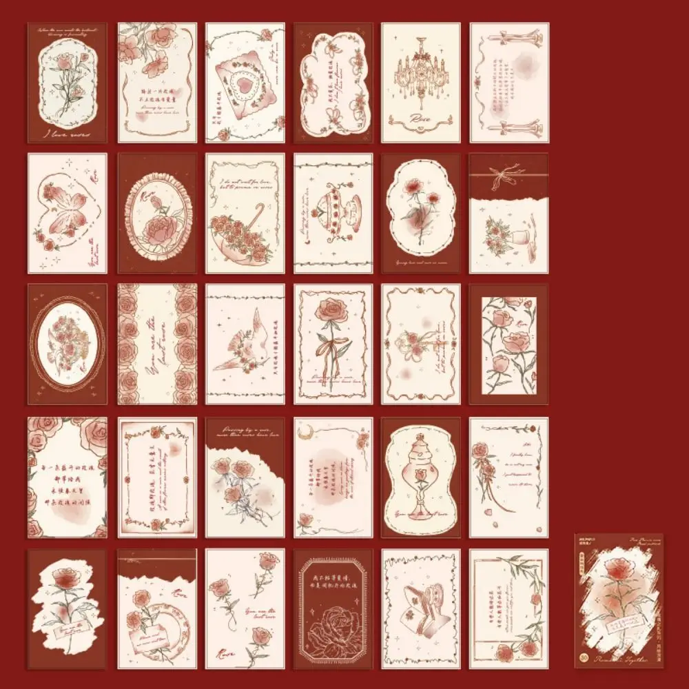 30 ชิ้น/เซ็ต Vintage Series ดอกไม้โปสการ์ดชุดโรแมนติก Rose Wall โปสเตอร์การ์ดอวยพรศิลปะพื้นหลัง