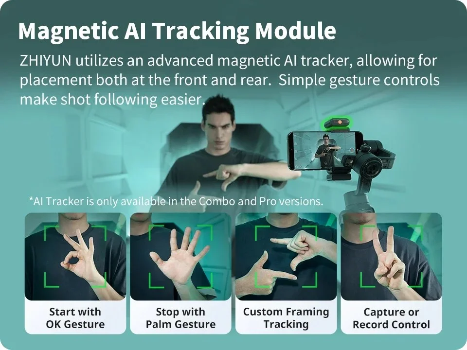 Zhiyun Smooth 5S AI 스마트폰 안정기 짐벌, 3 축 핸드헬드, 아이폰 15 프로 맥스 14 13 샤오미 삼성 화웨이 VS DJI OM 6
