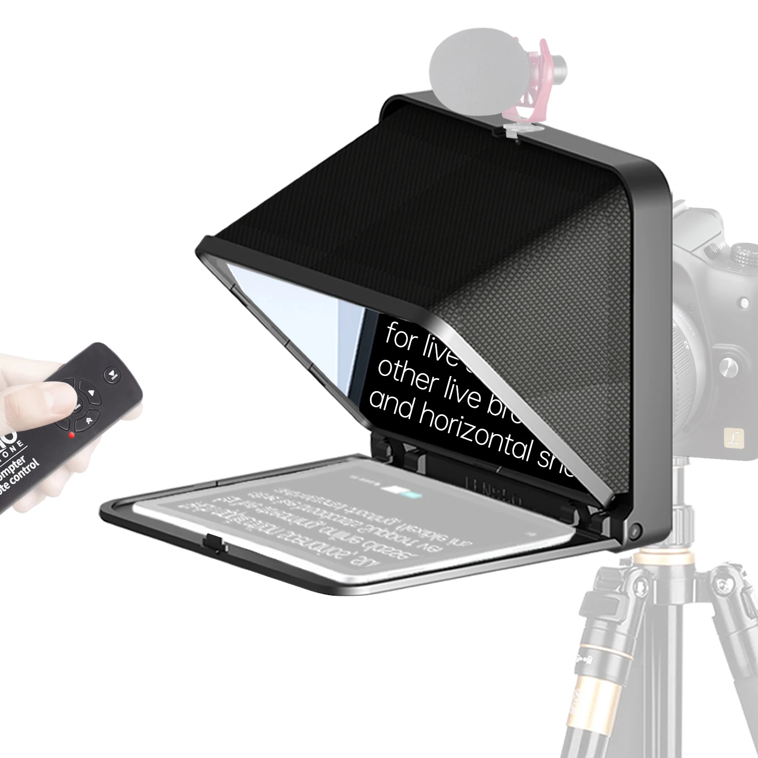 LENSGO TC7 Fold Prompter Portable Teleprompter For Phone Camera for Live Interview Video for 7.9 inch Tablet iPad Smartphon