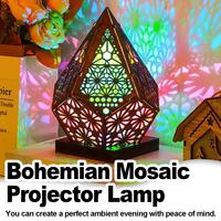 Usb Bohemian Led Projection Table Lamp Projector Retro Star Light Night Atmosphere Decorative Home Floor 3D Colorful Wooden Desk