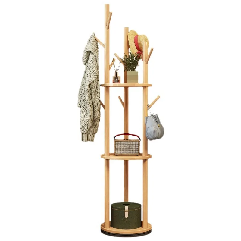 

Практичная вращающаяся вешалка для одежды из цельного дерева для гостиной, напольная вешалка для спальни, бытовая вешалка, вертикальная вешалка для одежды, вешалка для одежды